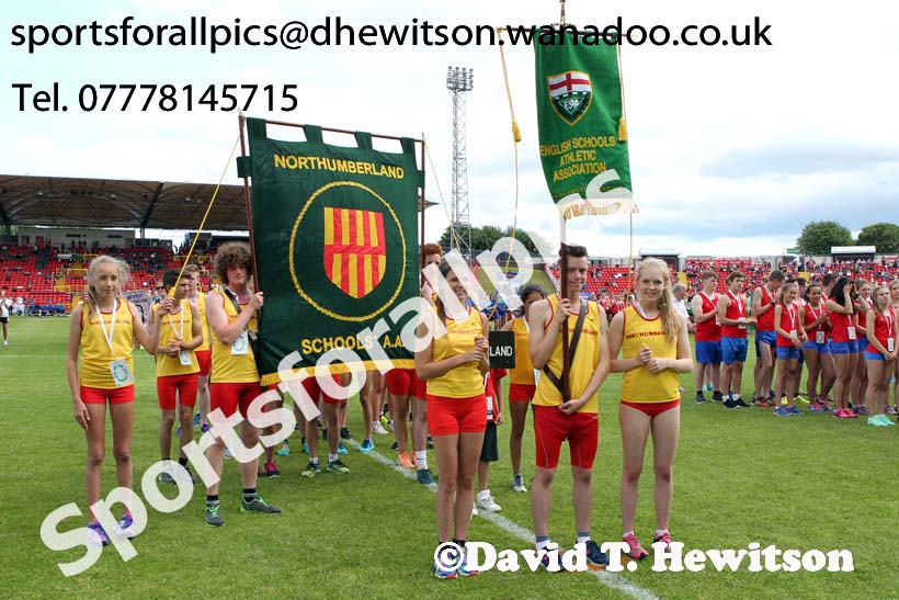 Opening ceremony, 2015 English Schools Track and Field Champs., Gateshead Stadium. Photo: David T. Hewitson/Sports for All Pics